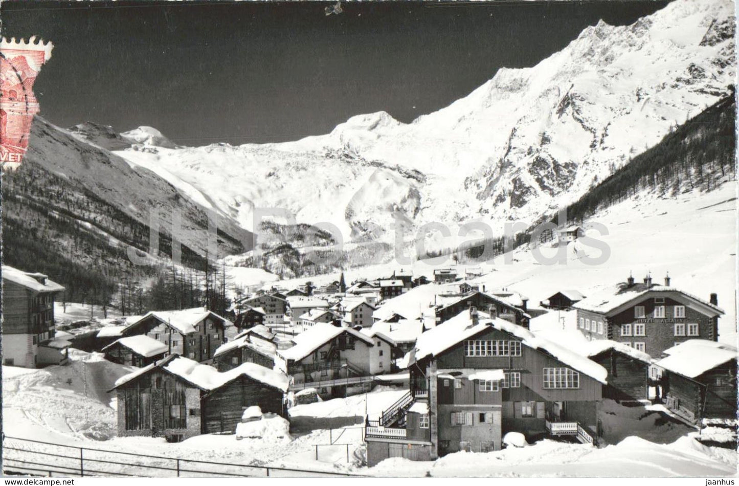 Saas Fee 1800 m Wallis - Valais - alpine village - mountains - Alps - 47705 - old postcard - Switzerland - unused - JH Postcards