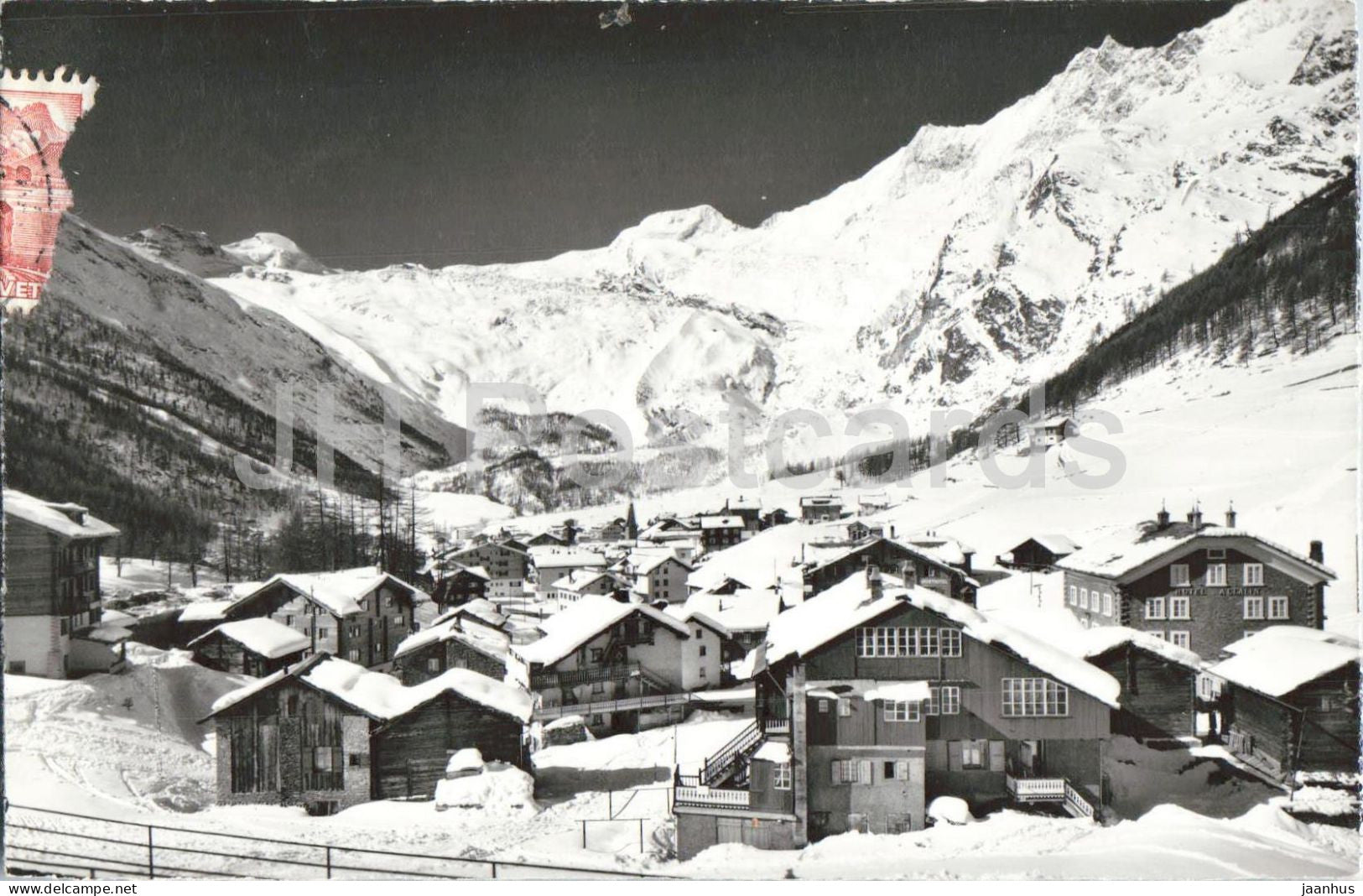 Saas Fee 1800 m Wallis - Valais - alpine village - mountains - Alps - 47705 - old postcard - Switzerland - unused - JH Postcards