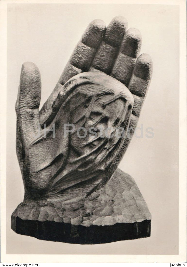 sculpture by Otto Flath - Ave Maria - wood sculpture - old postcard - 1950s - Germany - unused - JH Postcards