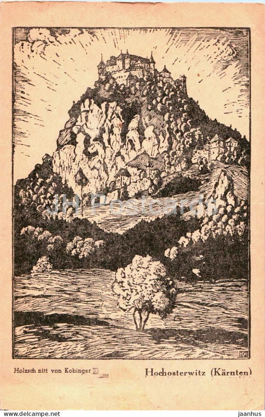 Hochosterwitz - Karnten - Holzschnitt von Kobinger - Woodcut - old postcard - Austria - unused - JH Postcards