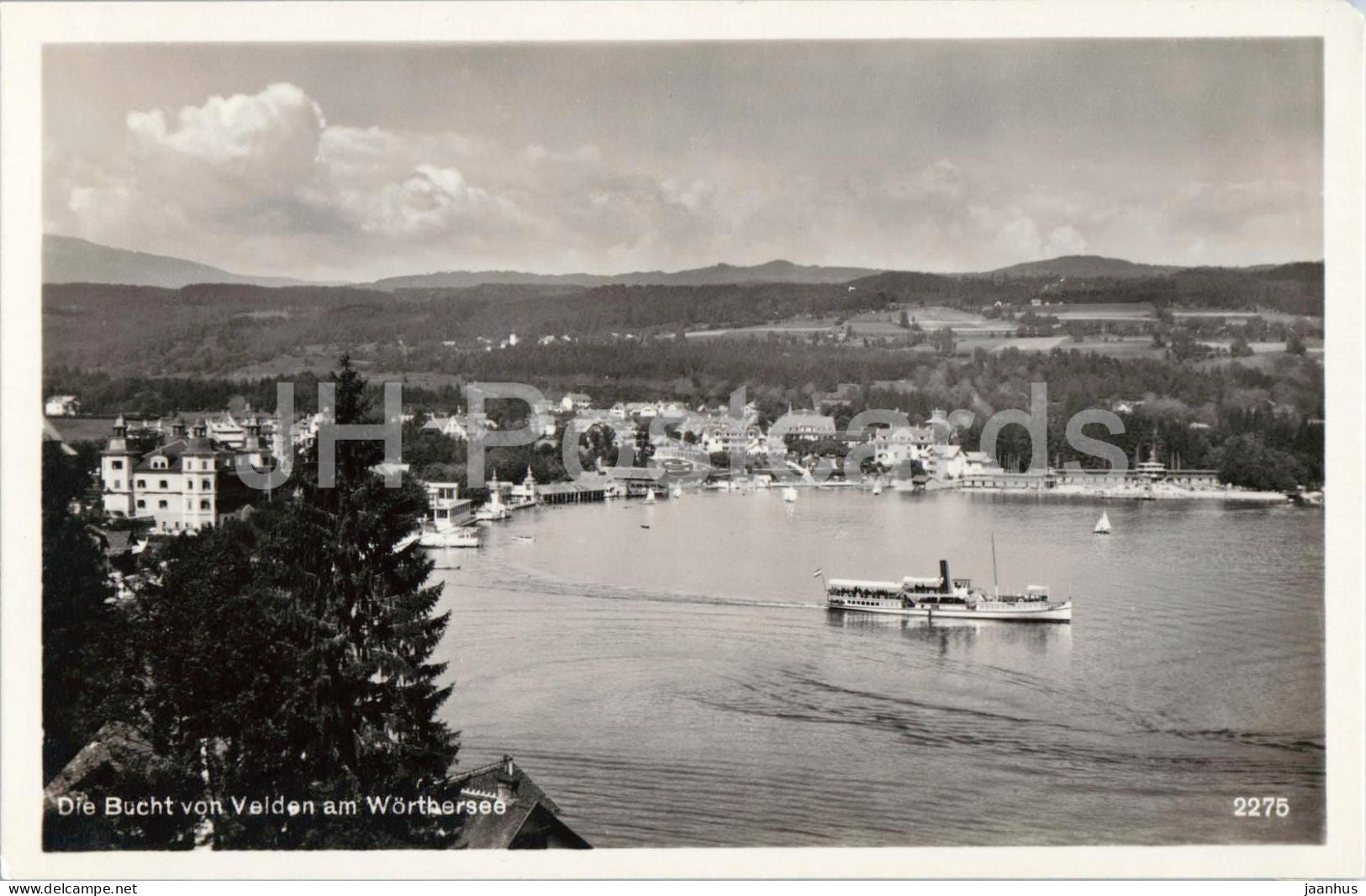 Die Bucht von Velden am Worthersee - ship - panorama - lake view - 2275 - old postcard - 1932 - Austria - used - JH Postcards