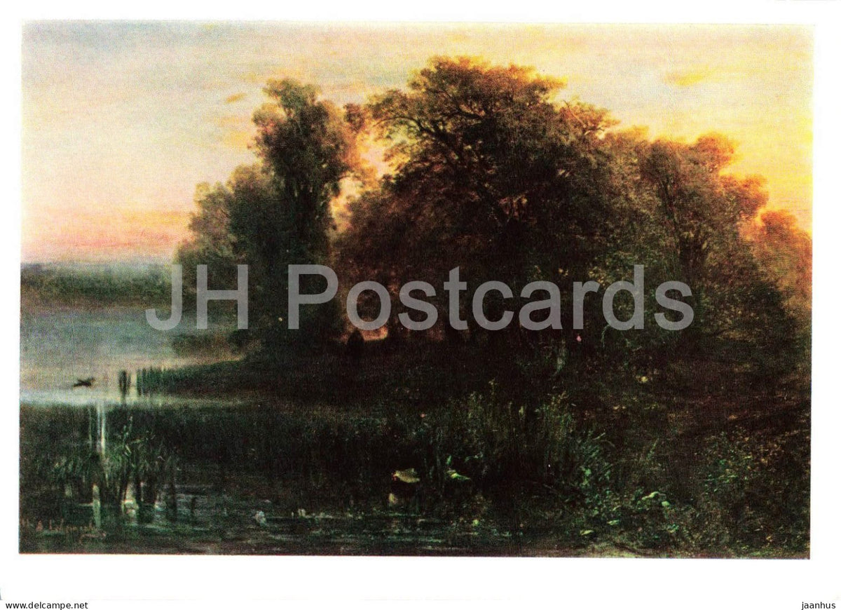 painting by Aleksey Savrasov - Evening Landscape - Russian art - 1966 - Russia USSR - unused - JH Postcards