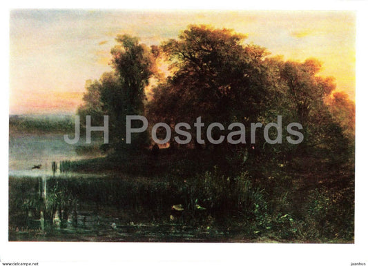 painting by Aleksey Savrasov - Evening Landscape - Russian art - 1966 - Russia USSR - unused - JH Postcards