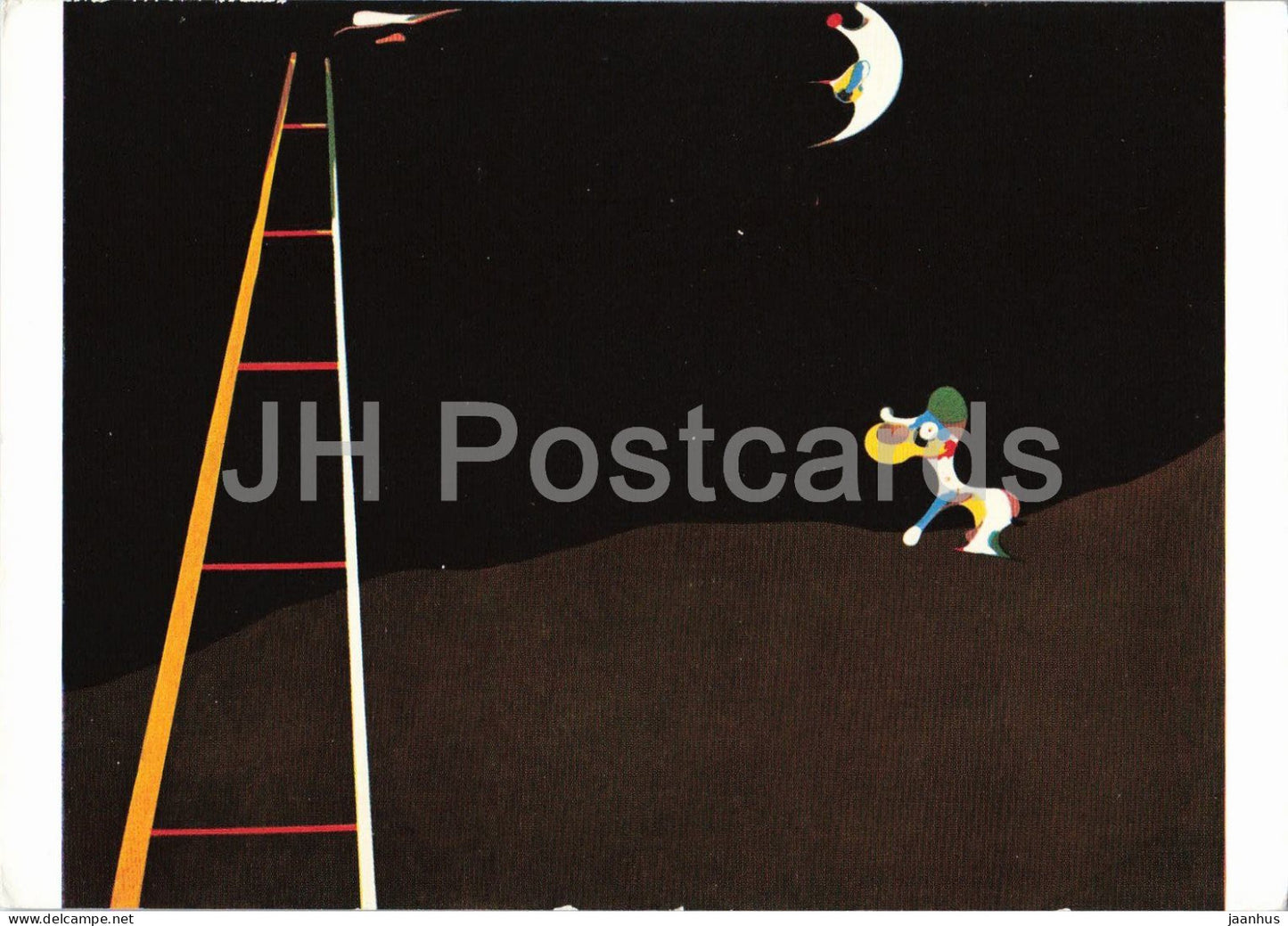 painting by Joan Miro - The dog barking at the moon - Spanish art - 6533 - France - unused - JH Postcards