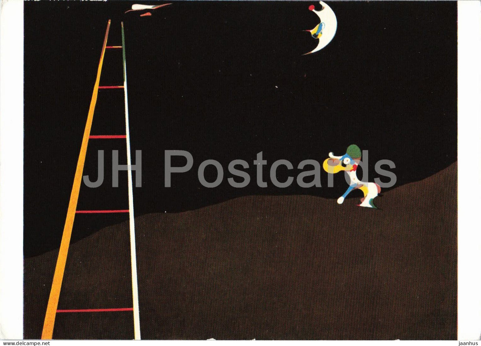 painting by Joan Miro - The dog barking at the moon - Spanish art - 6533 - France - unused - JH Postcards