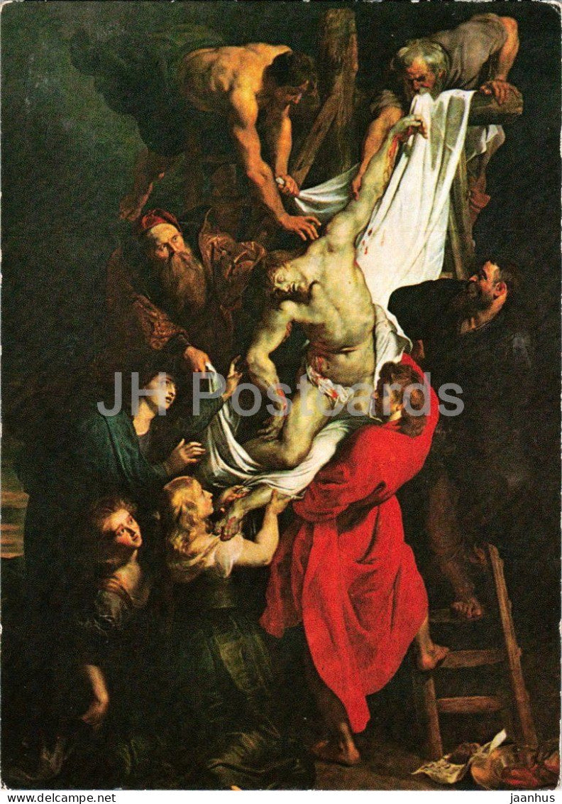 painting by Peter Paul Rubens - The Descent from the Cross - Die Kreuzabnahme - Flemish art - Belgium - unused - JH Postcards