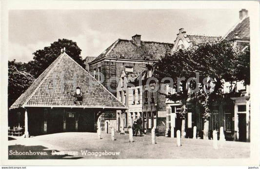 Schoonhoven Dam met Waaggebouw - Schoonhoven Dam with weigh house - old postcard - 1950s - Netherlands - unused - JH Postcards