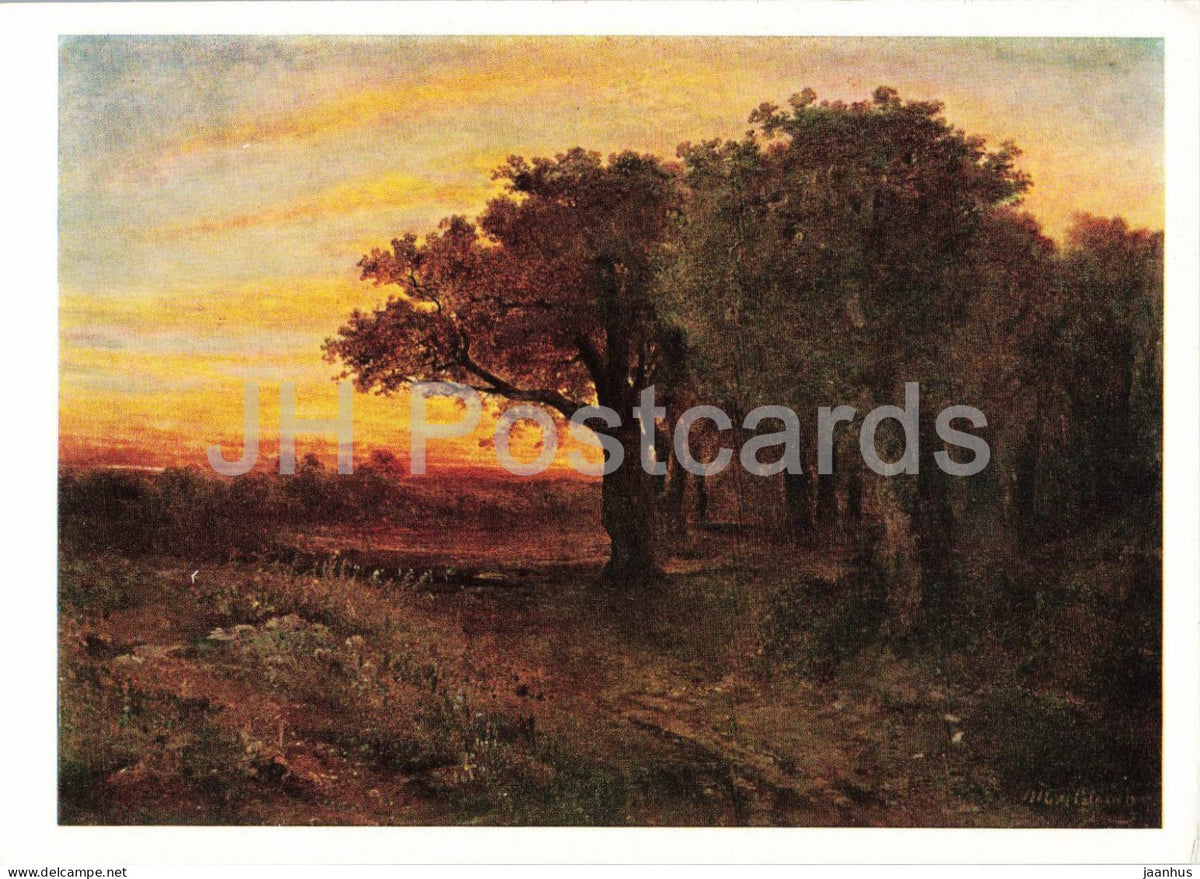 painting by Aleksey Savrasov - Sunset - Russian art - 1966 - Russia USSR - unused - JH Postcards