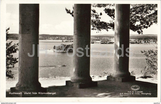 Hudiksvall - Utsikt fran Kopmanberget - view - AKTA fotograf - old postcard - 1954 - Sweden - used - JH Postcards
