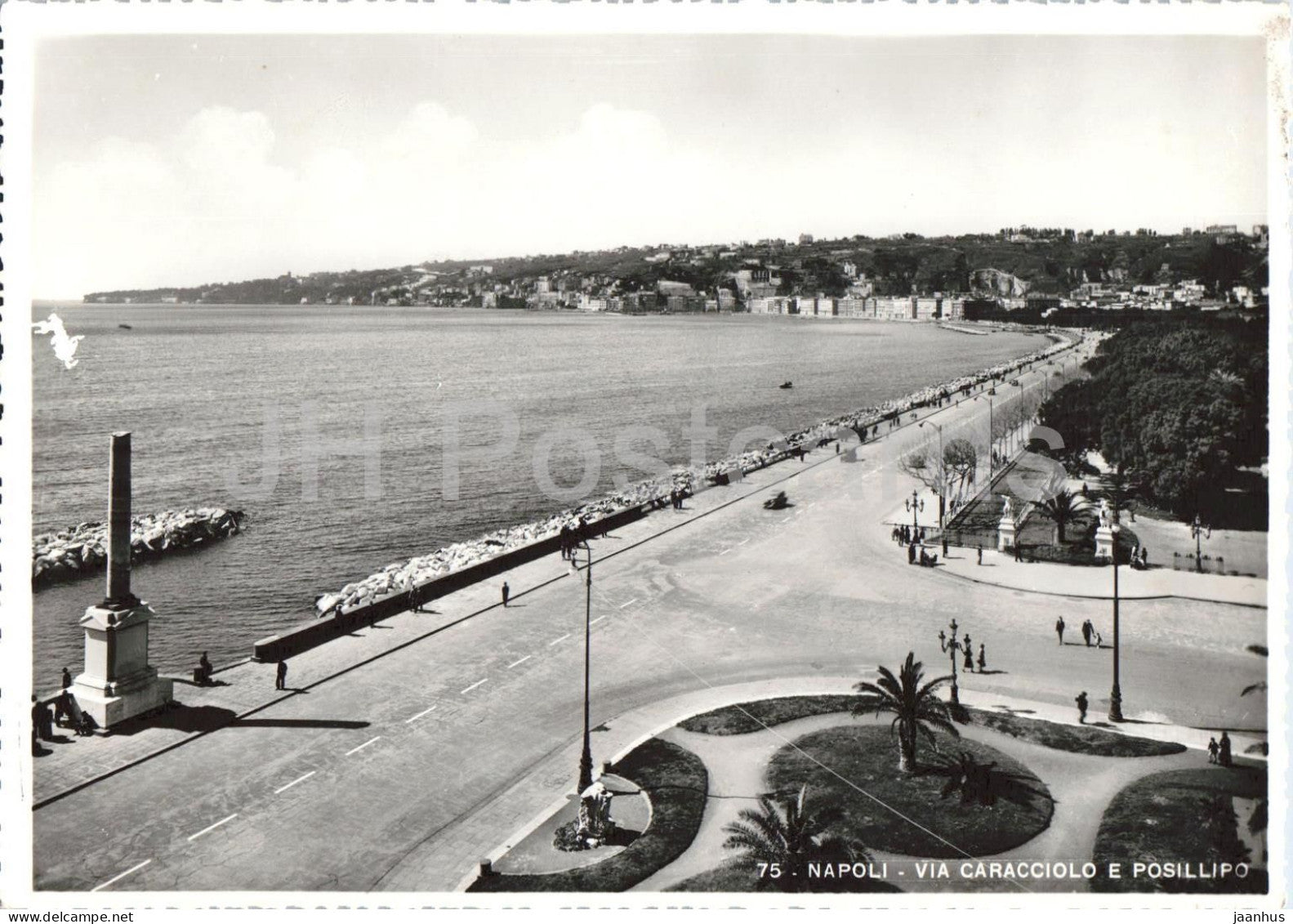Napoli - Via Caracciolo e Posillipo - seaside promenade - 75 - old postcard - Italy - unused - JH Postcards