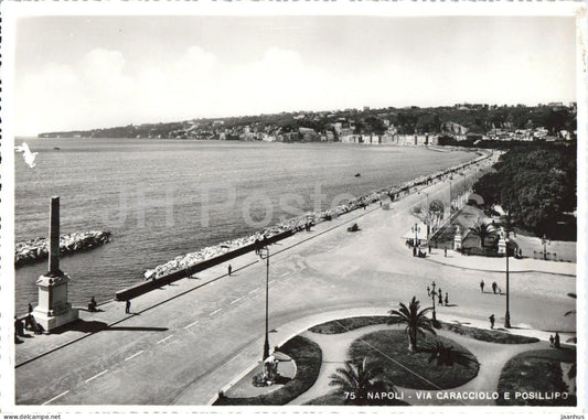 Napoli - Via Caracciolo e Posillipo - seaside promenade - 75 - old postcard - Italy - unused - JH Postcards