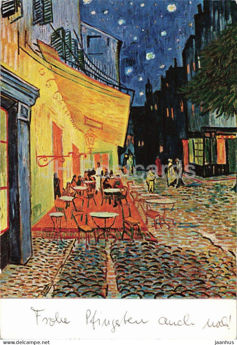 painting by Vincent van Gogh - Cafe Terrace at Night - Dutch art - 218 - 1967 - Netherlands - used - JH Postcards