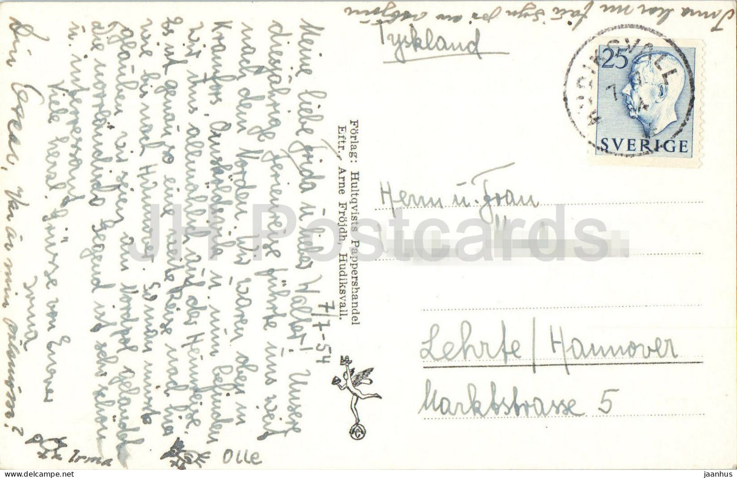Hudiksvall - Utsikt fran Kopmanberget - vue - AKTA fotograf - vieille carte postale - 1954 - Suède - oblitérée
