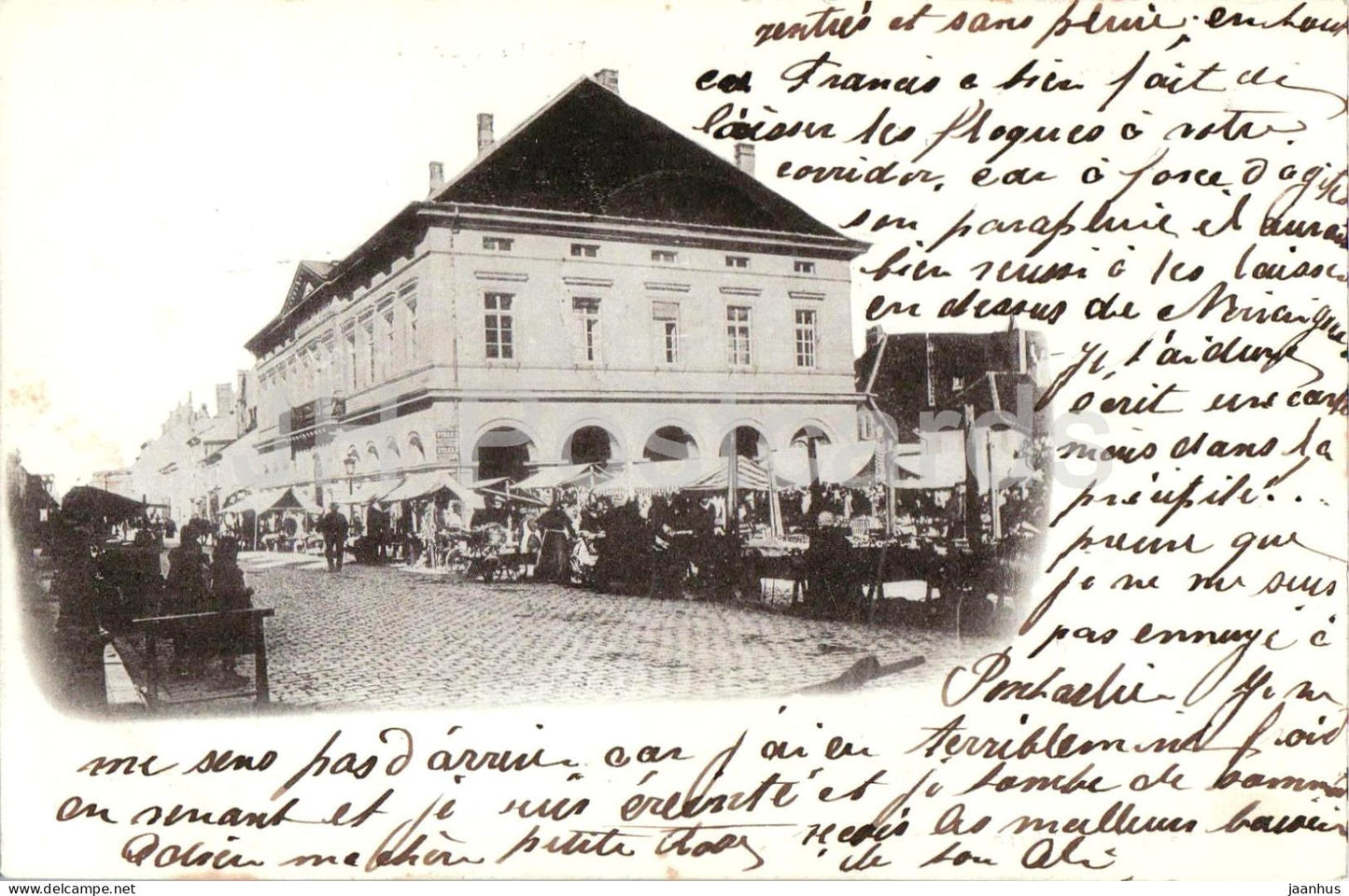 Pontarlier - La Porte St-Pierre - city gate - street market - architecture - old postcard - 1900 - France - used - JH Postcards