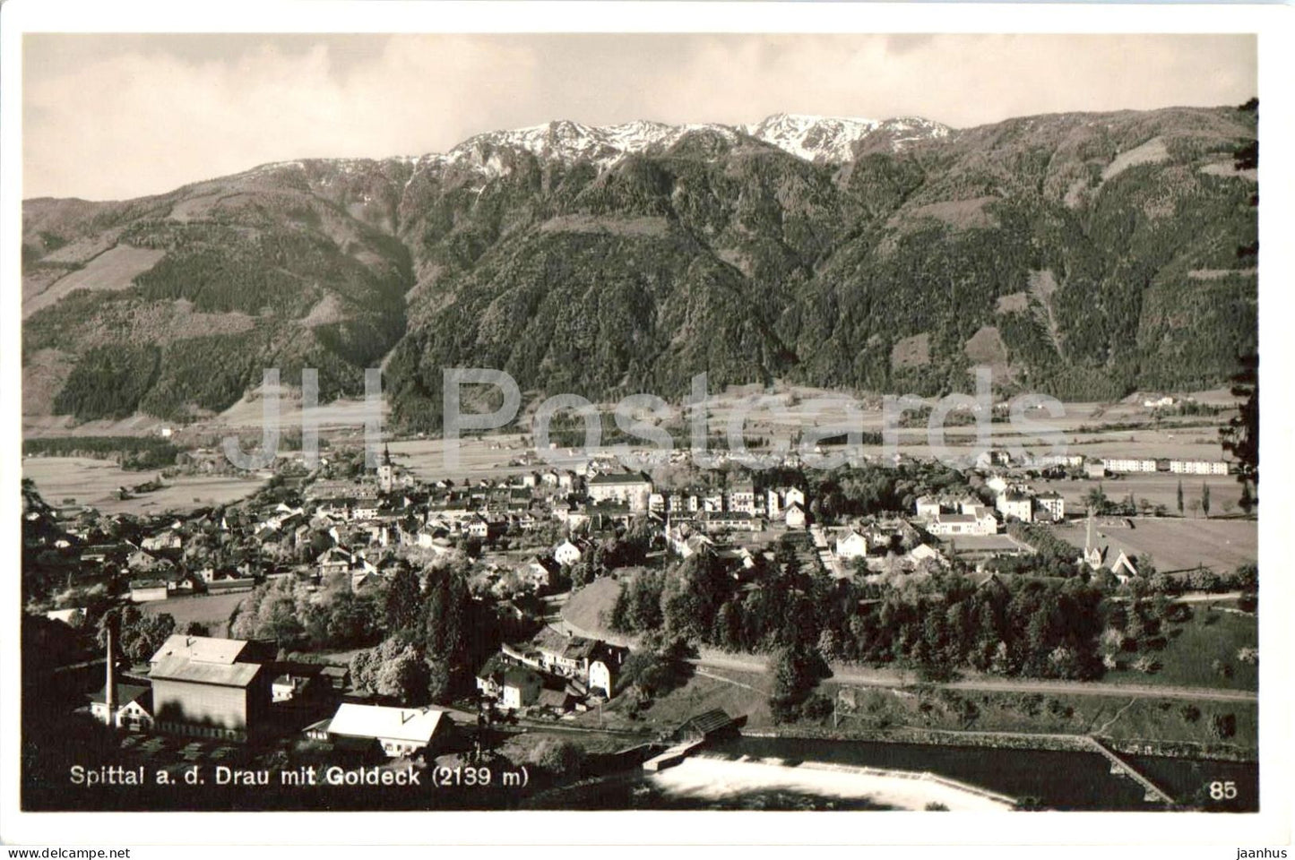 Spittal a. d. Drau mit Goldeck 2139 m - town - mountain view - 85 - old postcard - 1932 - Austria - unused - JH Postcards