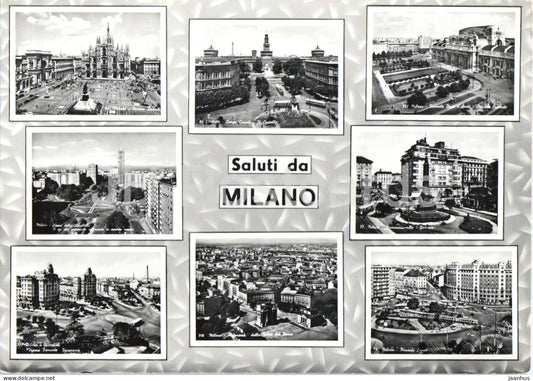 Milan - Saluti da Milano - multiview - 1499 - old postcard - Italy - unused - JH Postcards
