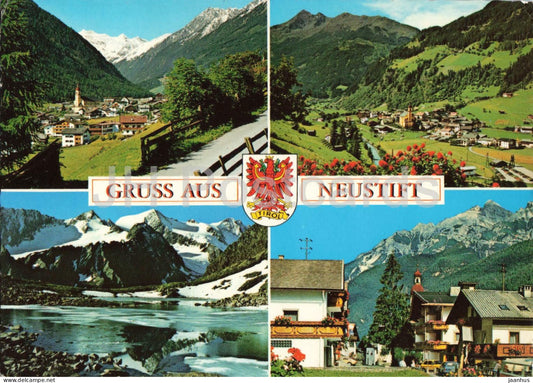 Gruss aus Neustift - Neustift - Stubai - village view - mountains - village panorama  Alps 6167 - 1980 - Austria - used - JH Postcards