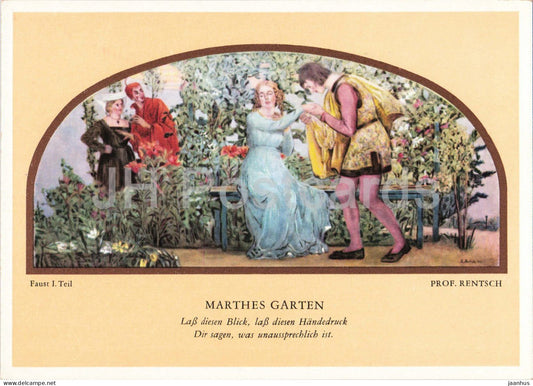 painting by Prof. Rentsch - Marthes Garten - Goethe Faust - Auerbachs Keller Leipzig - 1964 - Germany DDR - unused - JH Postcards