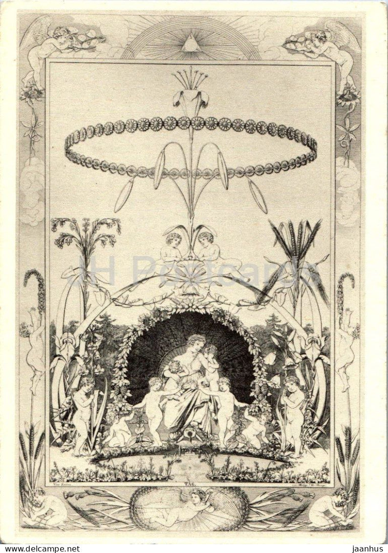 engraving by Philipp Otto Runge - The Times - Day - Die Zeiten der Tag - German art - 1970s - Germany - unused - JH Postcards