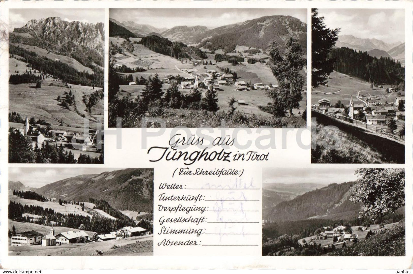 Gruss aus Jungholz in Tirol - Greetings - multiview - village mountains - old postcard - 1956 - Austria - used - JH Postcards