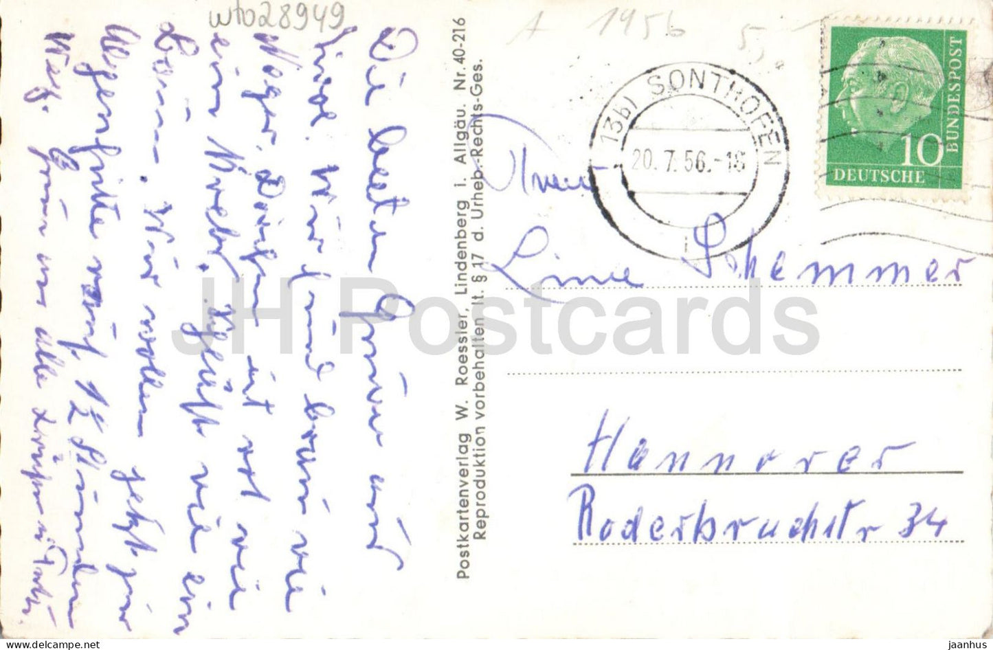 Gruss aus Jungholz in Tirol - Salutations - vues multiples - village montagnes - vieille carte postale - 1956 - Autriche - usagée