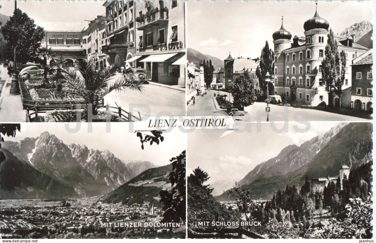 Lienz - Osttirol - mit Lienzer Dolomiten - Mit Schloss Bruck - town - streets - multiview - 5816 - Austria - unused - JH Postcards