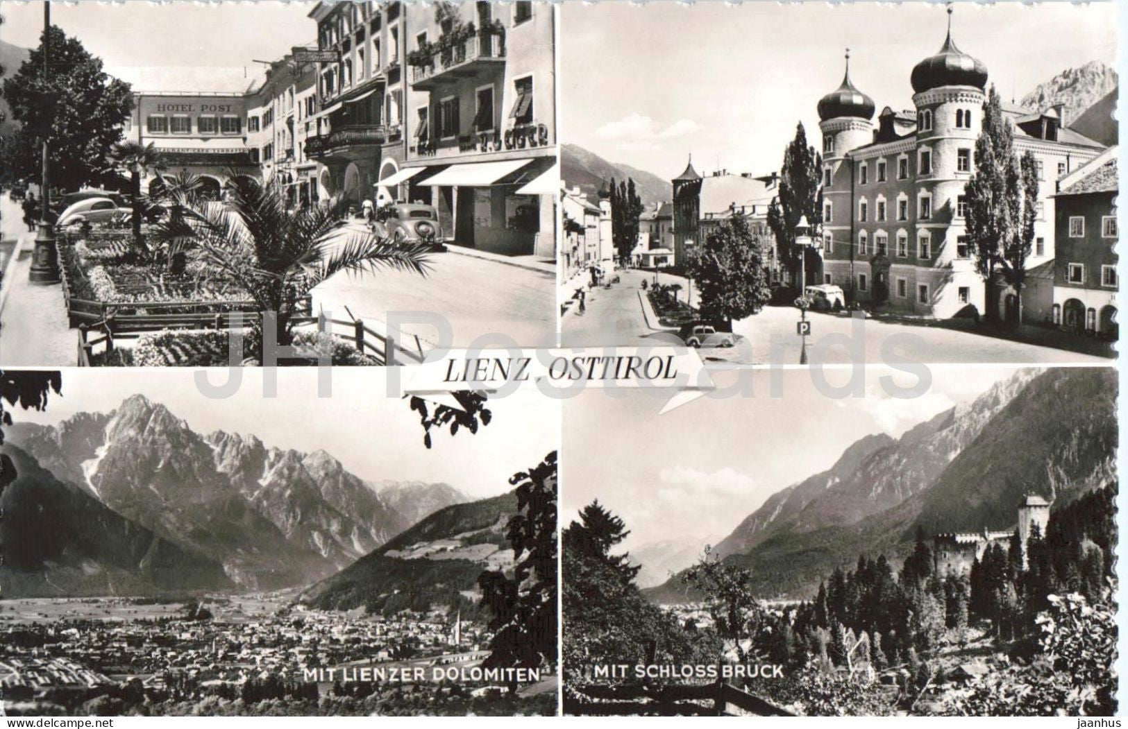 Lienz - Osttirol - mit Lienzer Dolomiten - Mit Schloss Bruck - town - streets - multiview - 5816 - Austria - unused - JH Postcards