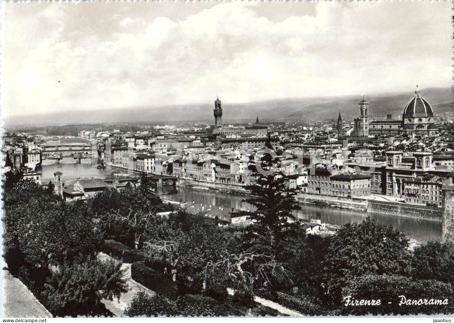 Firenze - Florence - Panorama - skyline - river Arno - historic city - old postcard - 1955 - Italy - used - JH Postcards