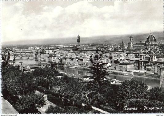 Firenze - Florence - Panorama - skyline - river Arno - historic city - old postcard - 1955 - Italy - used - JH Postcards