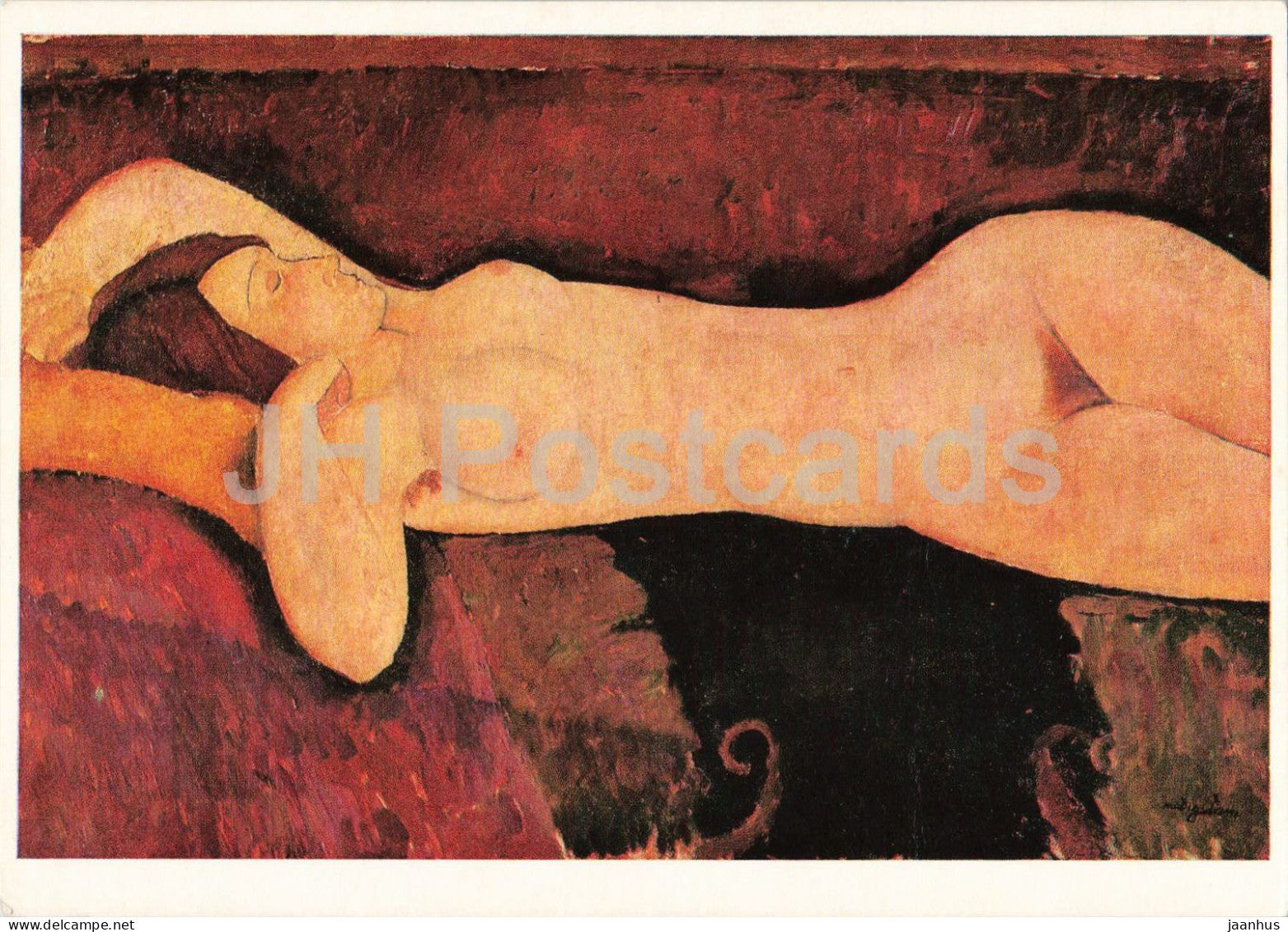 painting by Amedeo Modigliani - Liegende - Reclining - Nude - nude - naked woman - Italian art - Germany DDR - unused - JH Postcards