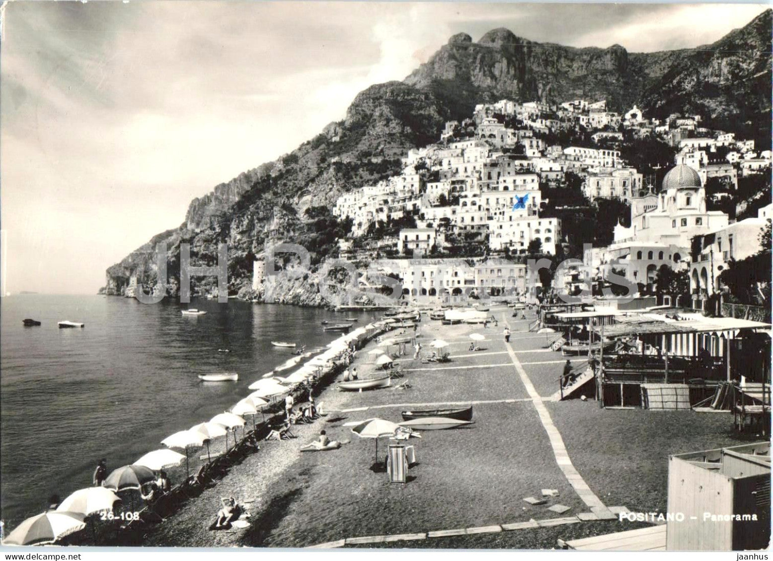 Positano - Panorama - Amalfi Coast - beach - seaside village - cliffs - 26-108 - old postcard - Italy - used - JH Postcards