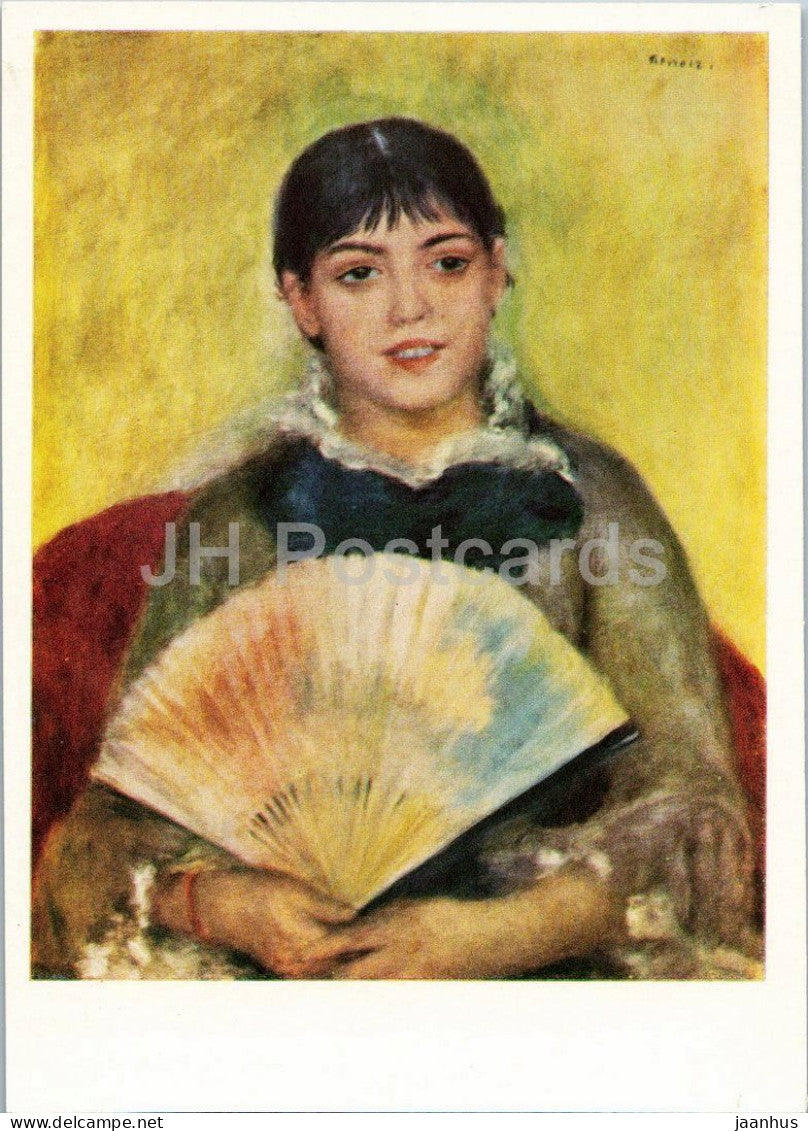 painting by Auguste Renoir - Girl with a Fan - Das Madchen mit dem Facher - French art - 1967 - Russia USSR - unused - JH Postcards