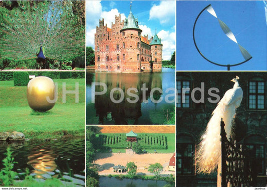 Egeskov Slot - Fyn - peacock - birds - castle - gardens - multiview - Denmark - unused - JH Postcards