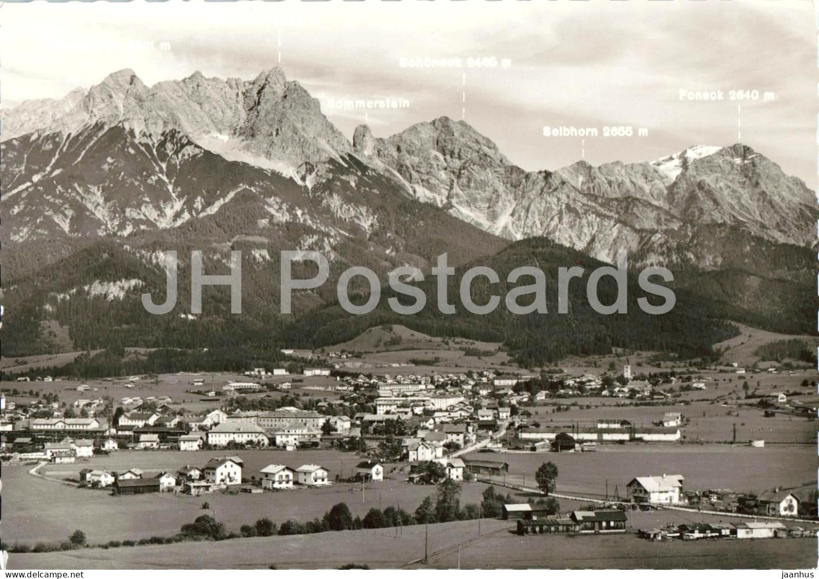 Saalfelden 744 m am Steinernen Meer - 33796 - town - mountains - panorama - old postcard - Austria - unused - JH Postcards