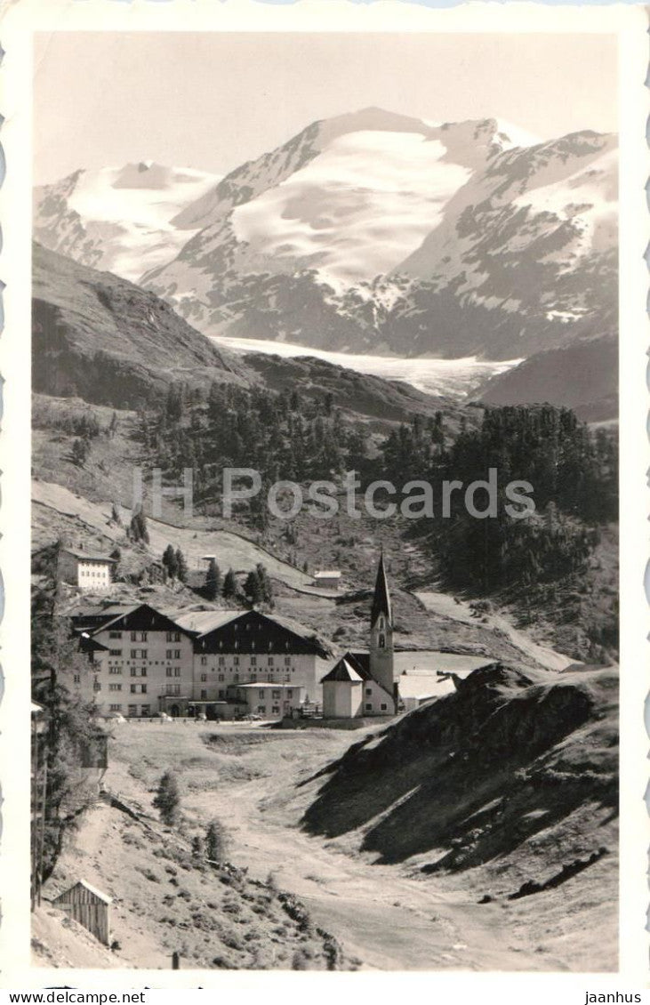 Ober Gurgl 1930 m - das Gletscherdorf Tirols - mit Schalfkogl 3510 m - alpine village - old postcard - Austria - used - JH Postcards