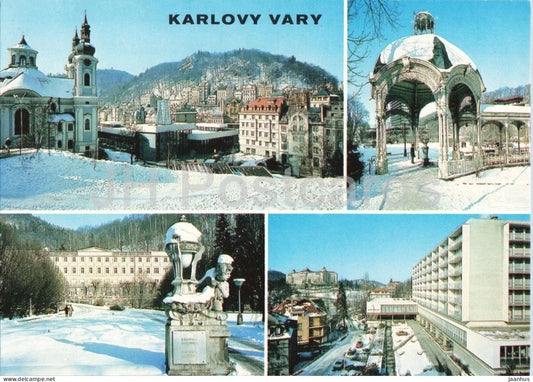 Karlovy Vary - View of the spa centre - Garden Spring Colonnade - multiview - Czech Republic - Czechoslovakia - unused - JH Postcards
