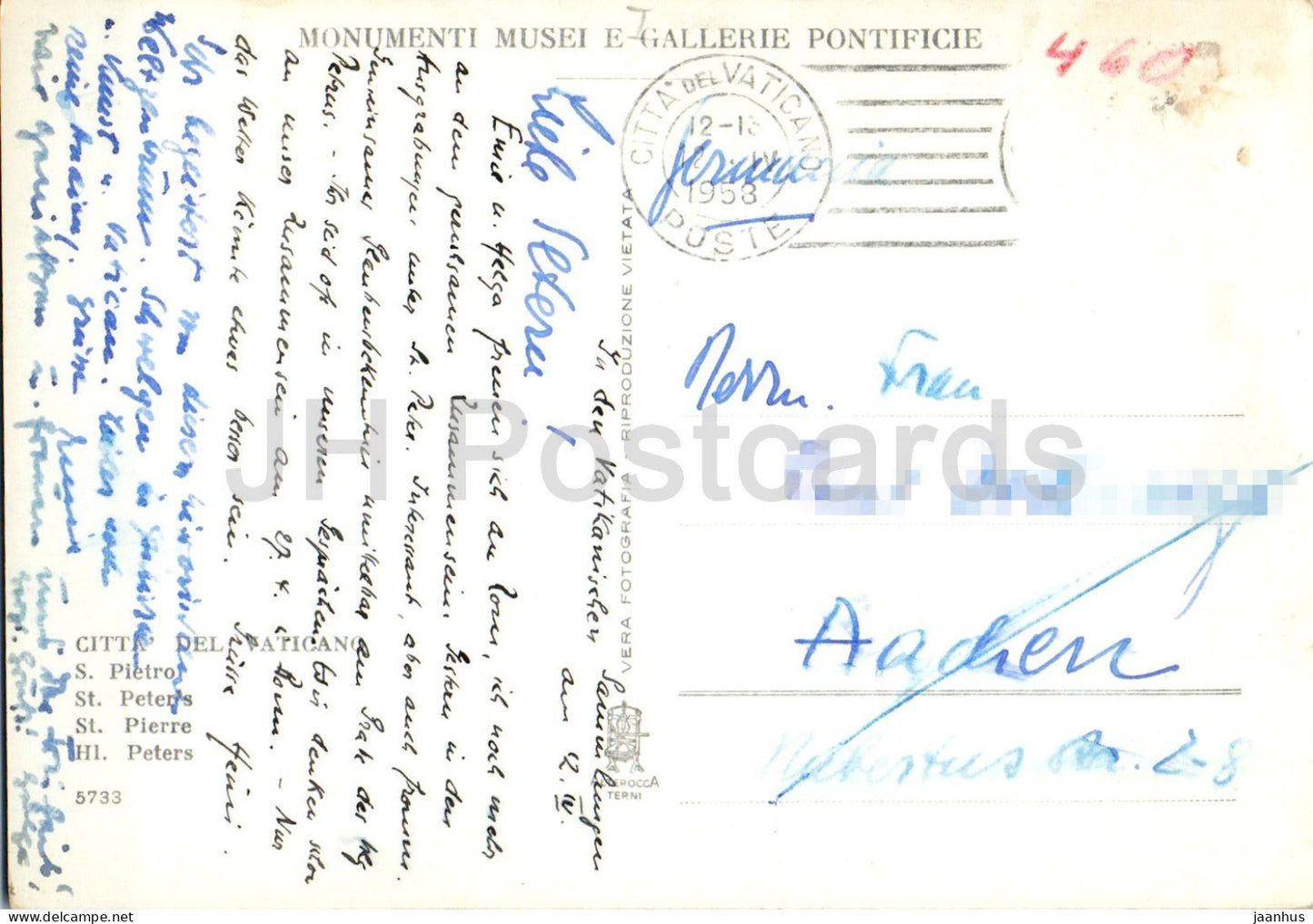 Rome - Roma - Citta del Vaticano - S. Pietro - St. Peters Basilica - 5733 - old postcard - 1958 - Italy - used