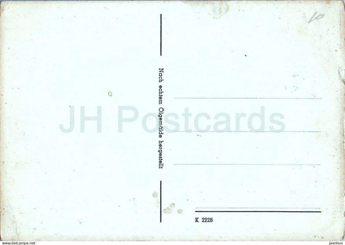 unidentified painting - birch forest path landscape - illustration - K 2228 - old postcard - Germany - unused