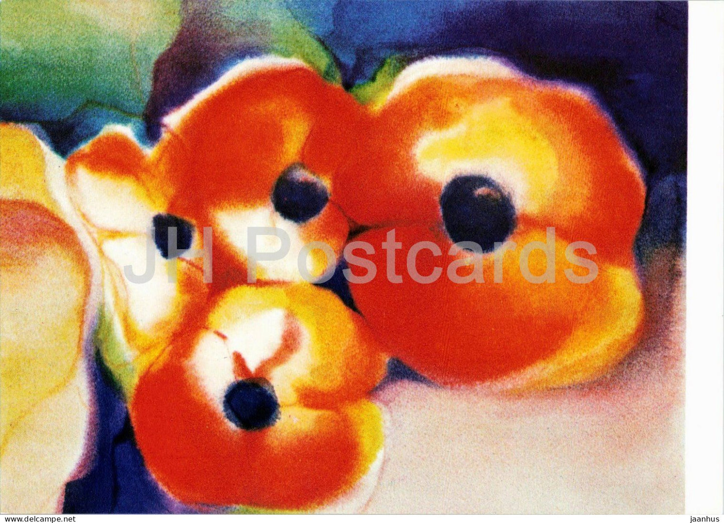 painting by Peter-Andreas Mothes - Mohnblumen - Poppies - flowers - Swiss art - Switzerland - unused - JH Postcards