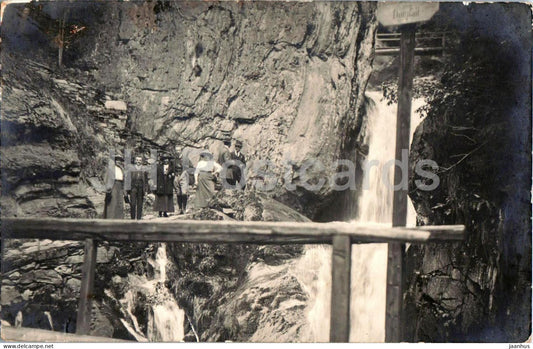 Klinzerschlucht - waterfall - people - old postcard - 1914 - Austria - used - JH Postcards