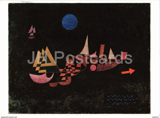 painting by Paul Klee - Departure of the Ships - Abfahrt der Schiffe - boat - German art - 1969 - Germany - used - JH Postcards