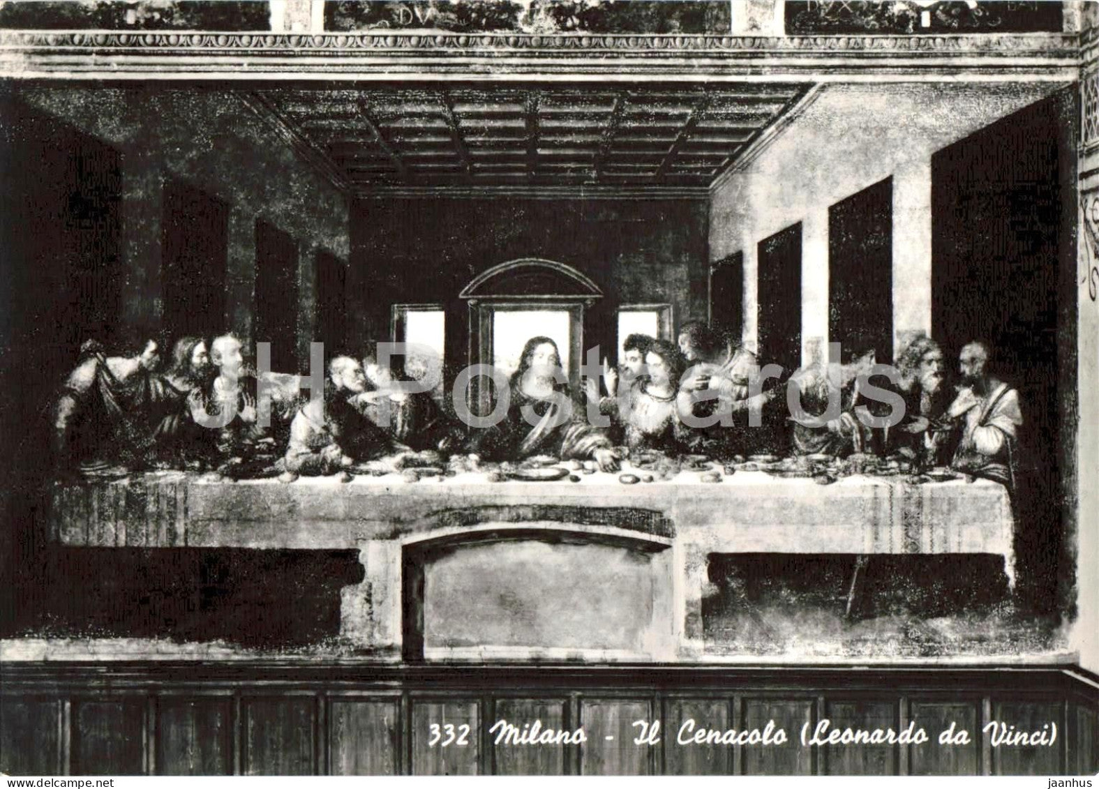 Milano - Il Cenacolo Leonardo da Vinci - Milan - The Last Supper - painting - 332 - old postcard - Italy - unused - JH Postcards