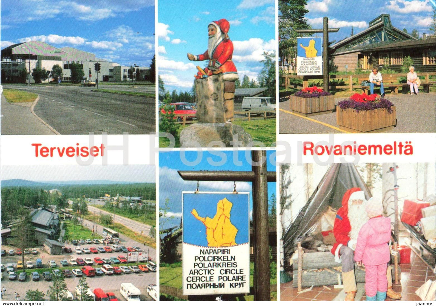 Suomen Lappi Rovaniemi Joulupukin konttori - Santa Claus Post Office Arctic Circle - multiview - 1992 - Finland - used - JH Postcards