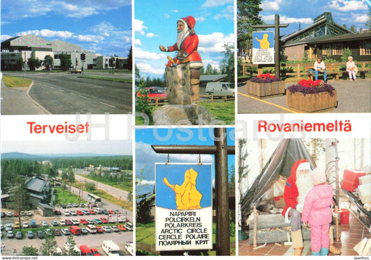 Suomen Lappi Rovaniemi Joulupukin konttori - Santa Claus Post Office Arctic Circle - multiview - 1992 - Finland - used - JH Postcards