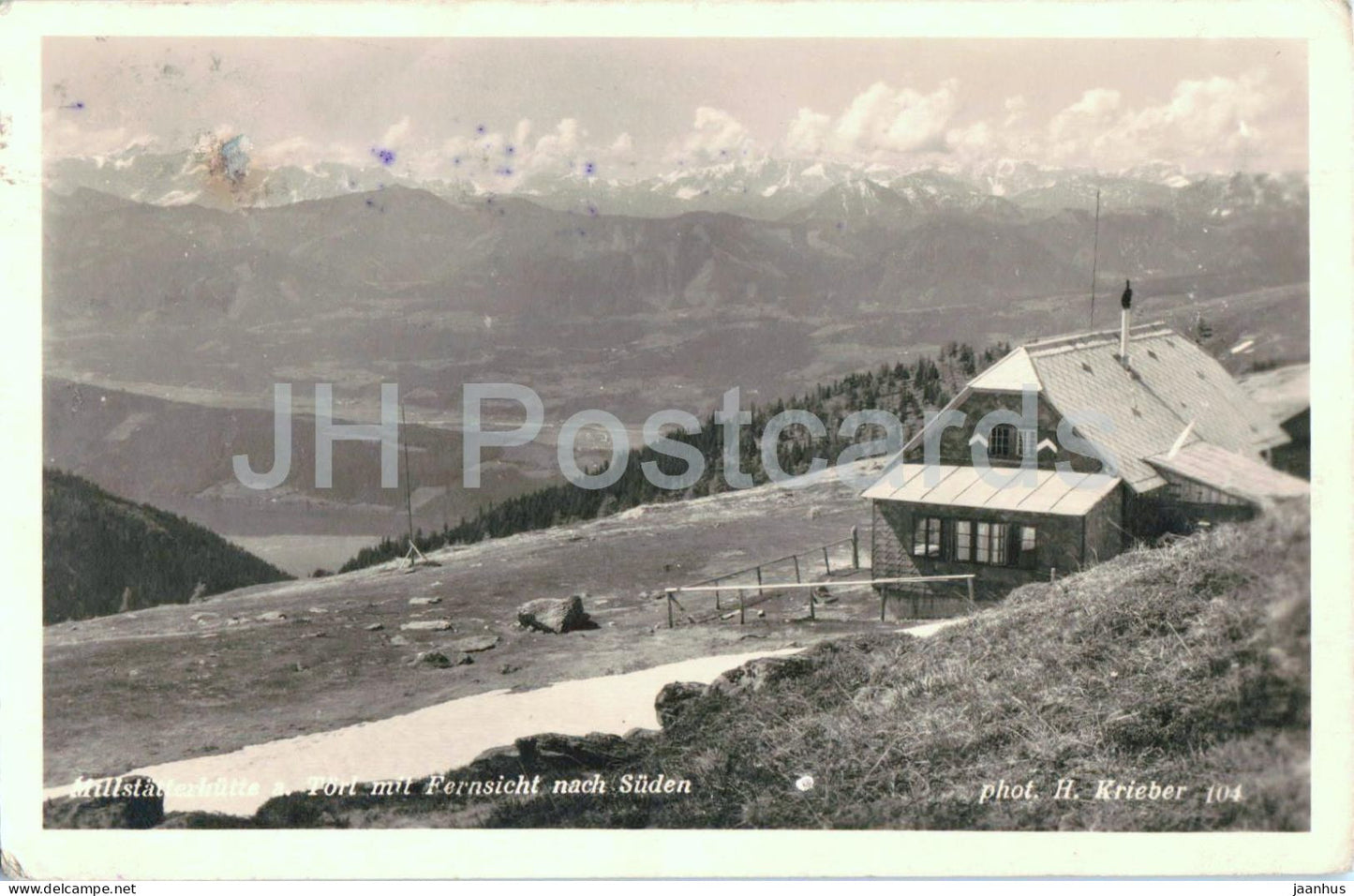 Millstatterhutte a. Torl mit Fernsicht nach Suden - 104 - old postcard - 1939 - Austria - used - JH Postcards
