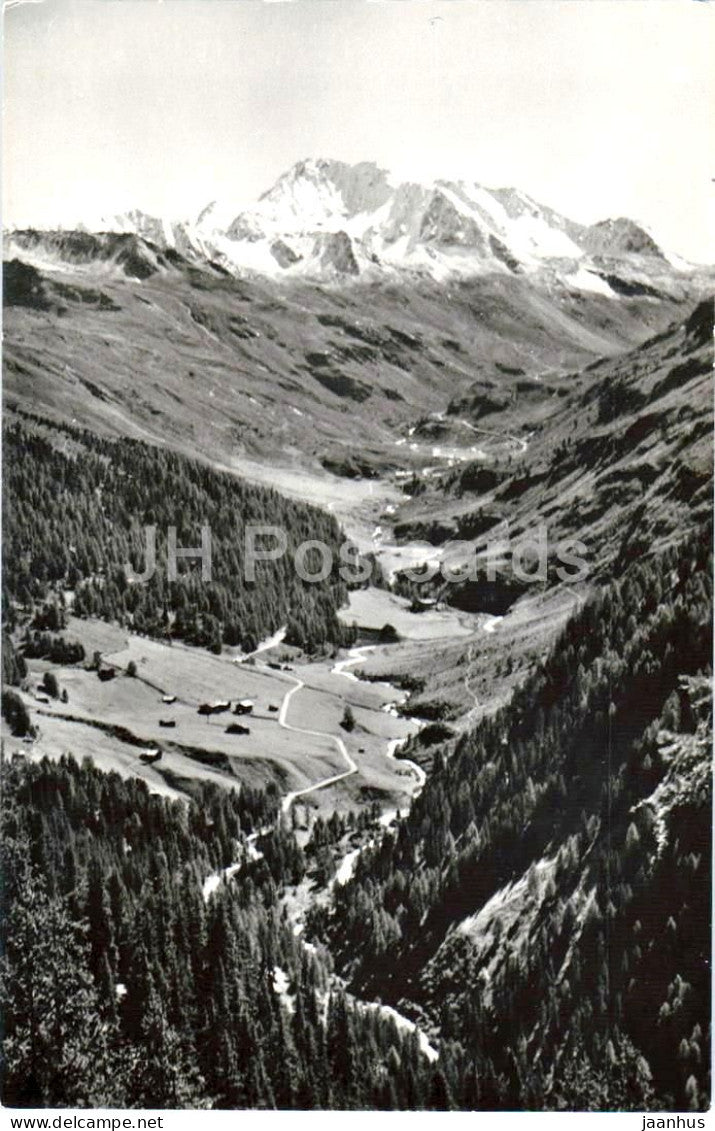 Davos - Blick ins Fluelatal Route Davos Engadin mit Weisshorn  3010 m - Alps mountains - 408 - 1973 - Switzerland - used - JH Postcards