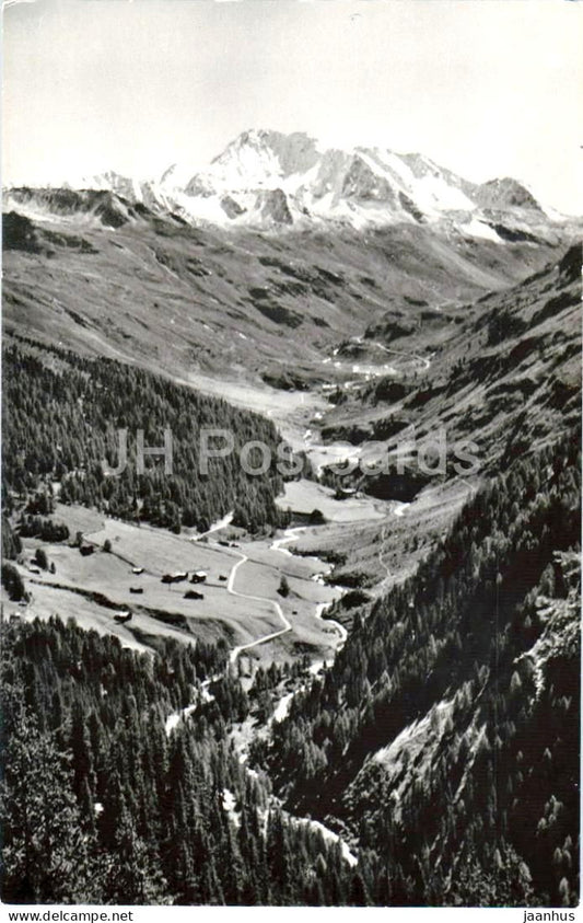 Davos - Blick ins Fluelatal Route Davos Engadin mit Weisshorn  3010 m - Alps mountains - 408 - 1973 - Switzerland - used - JH Postcards