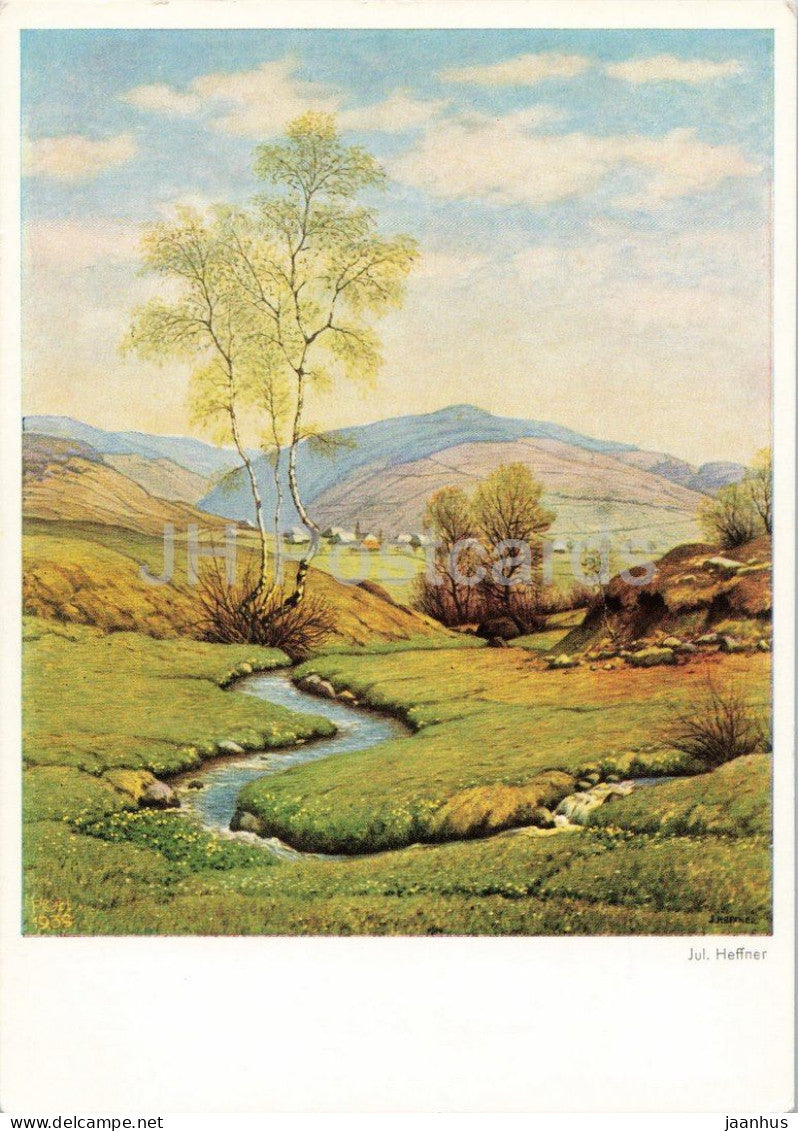 painting by Julius Heffner - Black Forest High Valley - Hochtal im Schwarzwald - old postcard - 1940 - Germany - unused - JH Postcards