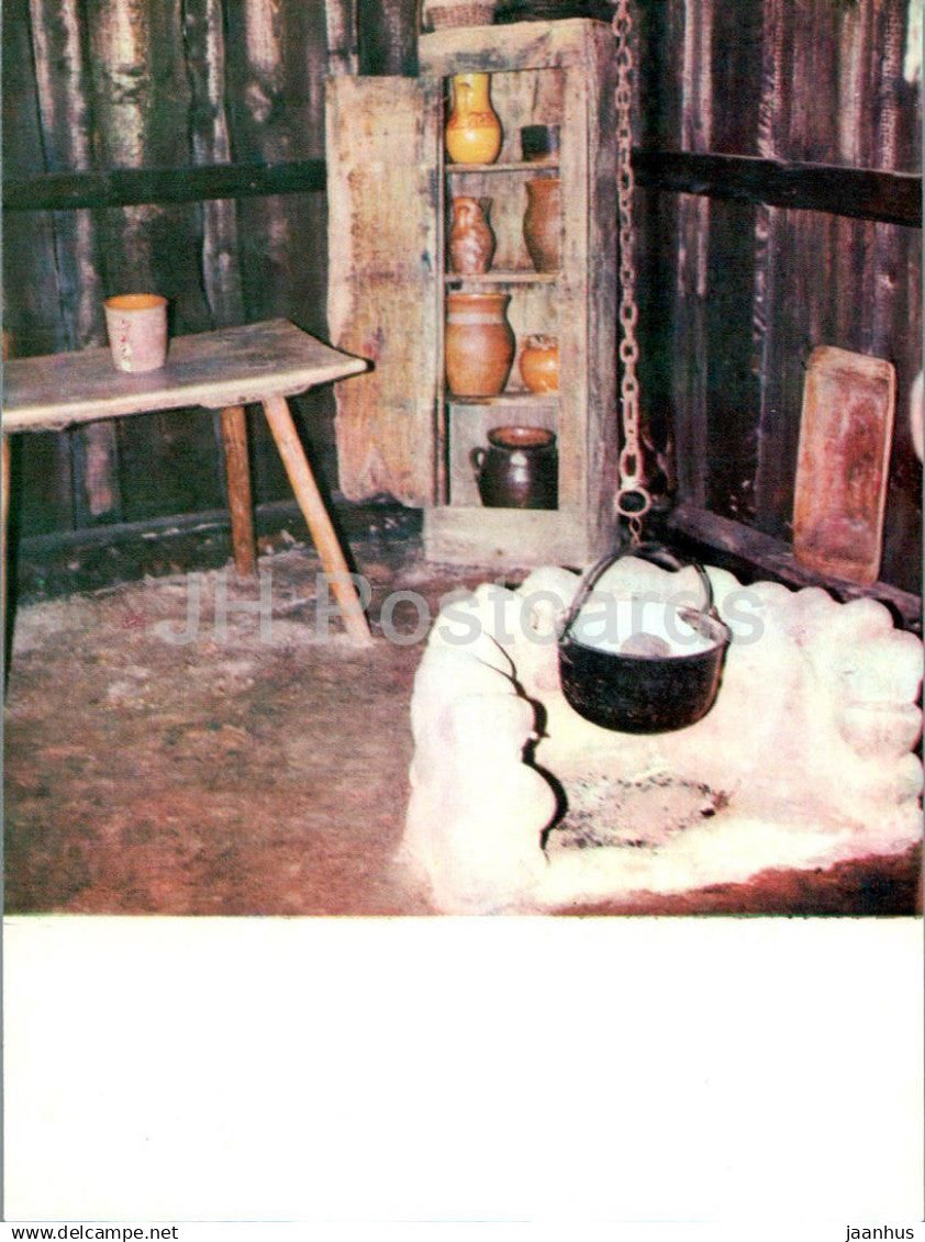 Open air Ethnographic Museum of Lithuania - In the woodcutters house - 1979 - Lithuania USSR - unused - JH Postcards