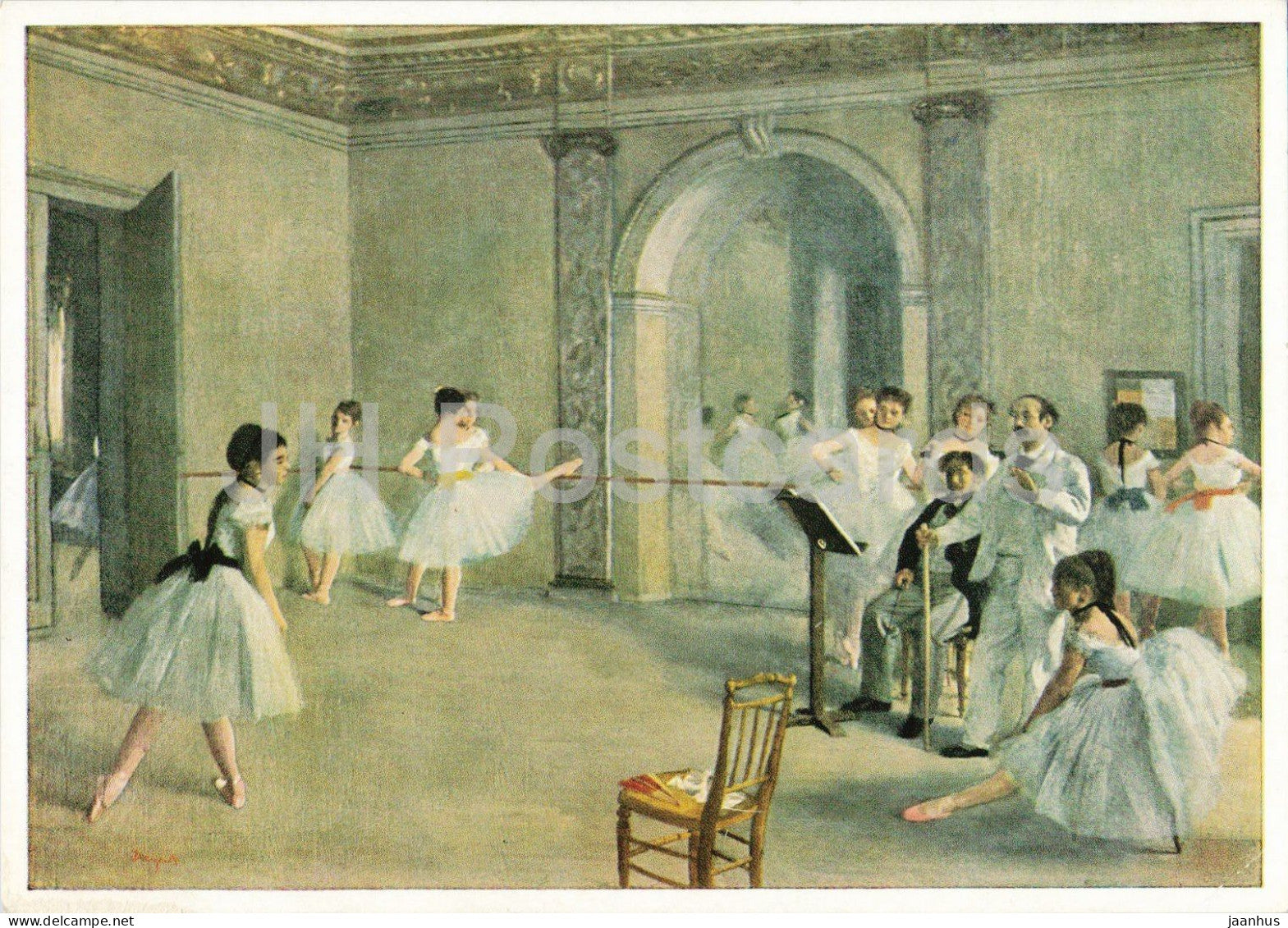 painting by Edgar Degas - Ballettsaal - Ballet Hall at the Opera - ballerina - French art - Germany - unused - JH Postcards